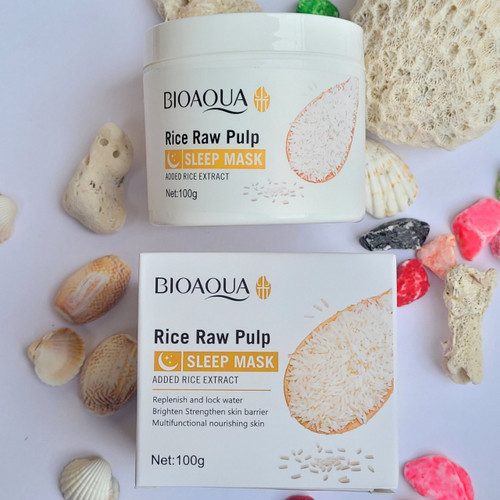 ماسک خواب چنداثره برنج آبرسان و سفید کننده صورت بیواکوا Bioaqua