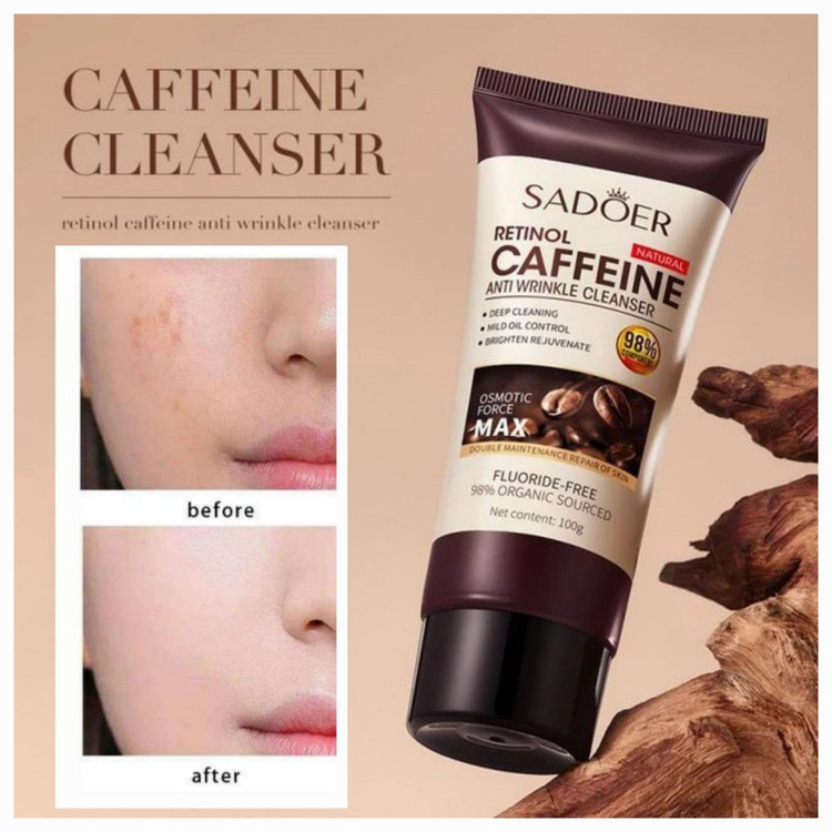 فوم شستشوی صورت چندگانه و جوانساز کافئین رتینول .حجم100g Retinol Caffeine cleanser