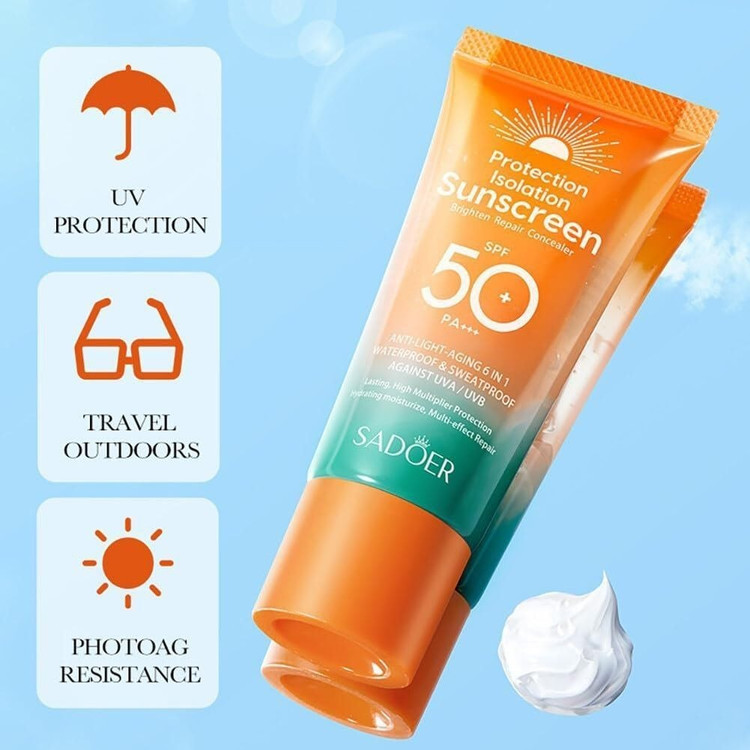 کرم ضدآفتاب و آبرسان ۶ در ۱ ترمیمی سادور .حاوی50spf SADOER
